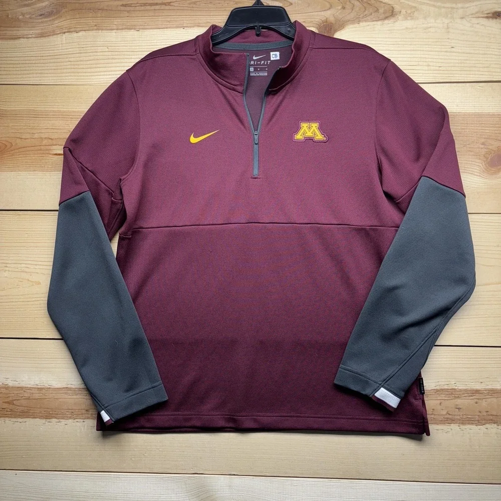 Minnesota Golden Gophers Sweatshirt Mens Medium Red‎ Nike Dri Fit Team Issue